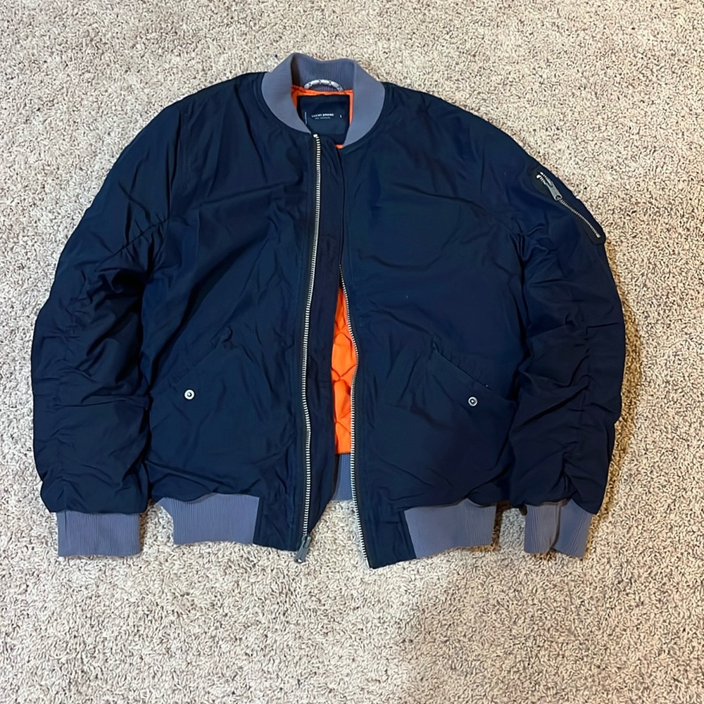 NEW Lucky Brand Navy Blue Bomber Jacket (Size S)